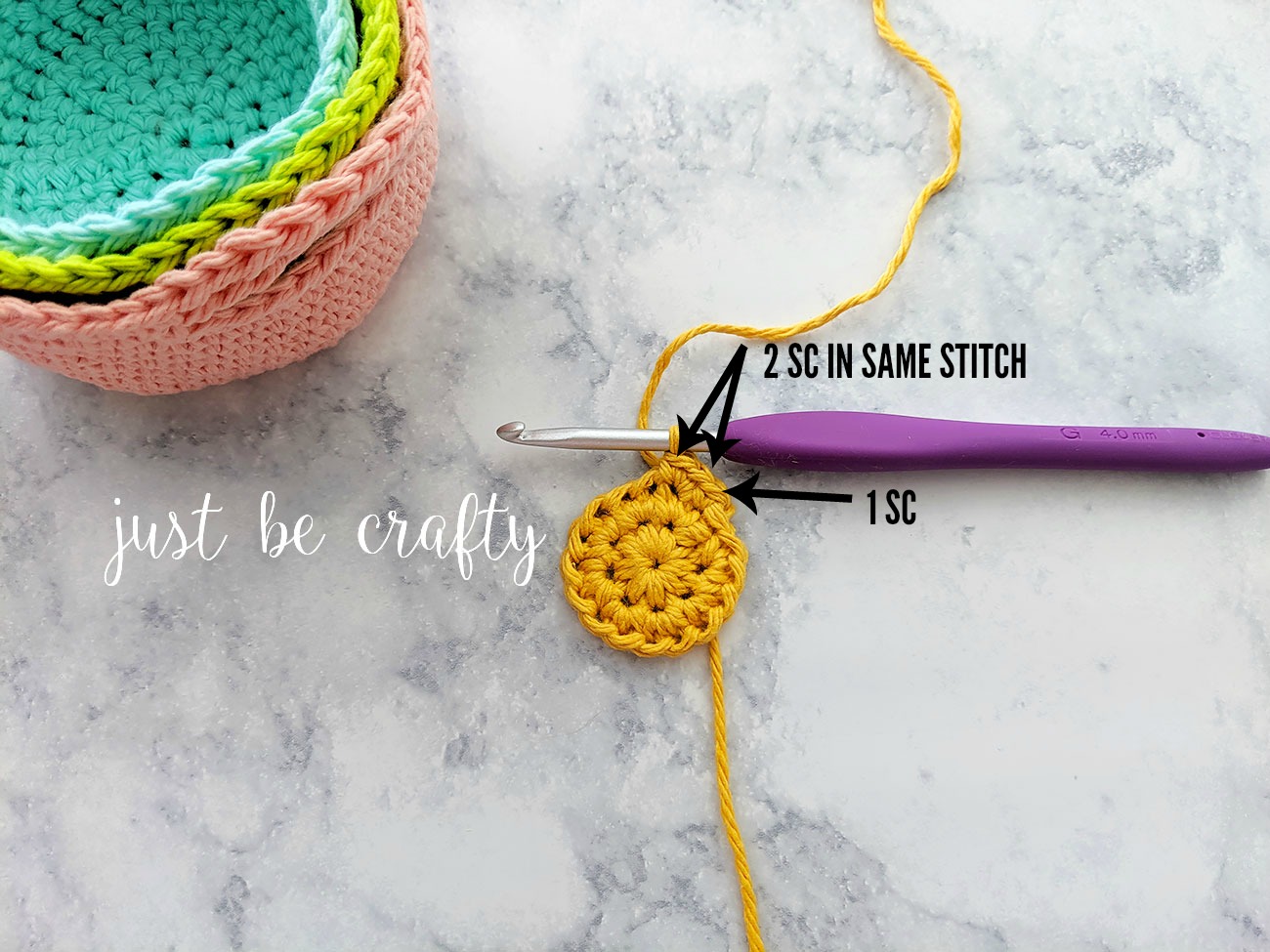 Crochet Nesting Mini Basket Tutorial Just Be Crafty