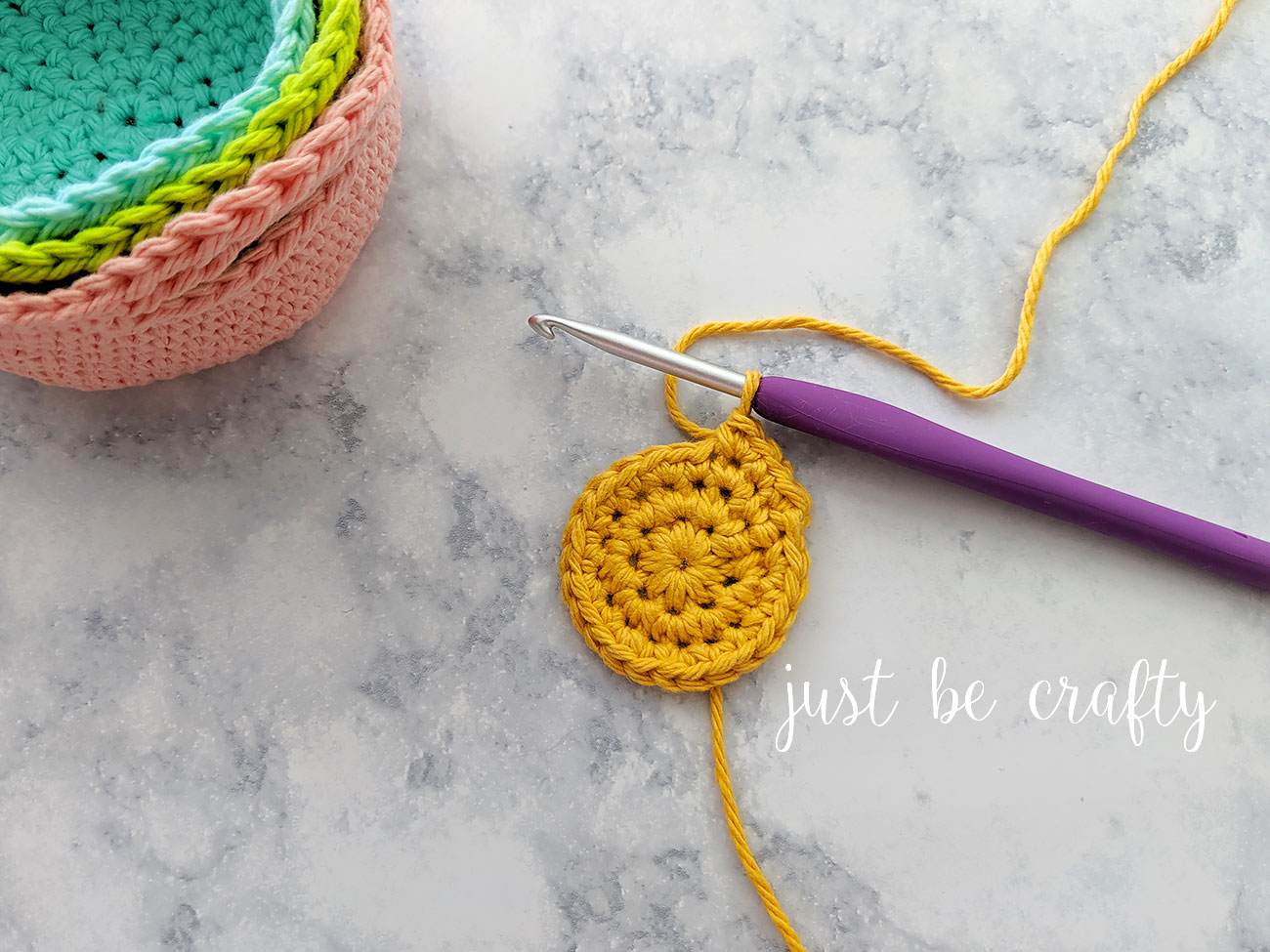 Crochet Nesting Mini Basket Tutorial Just Be Crafty