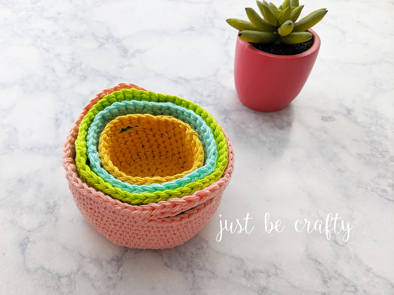 Crochet Nesting Mini Basket Tutorial Just Be Crafty
