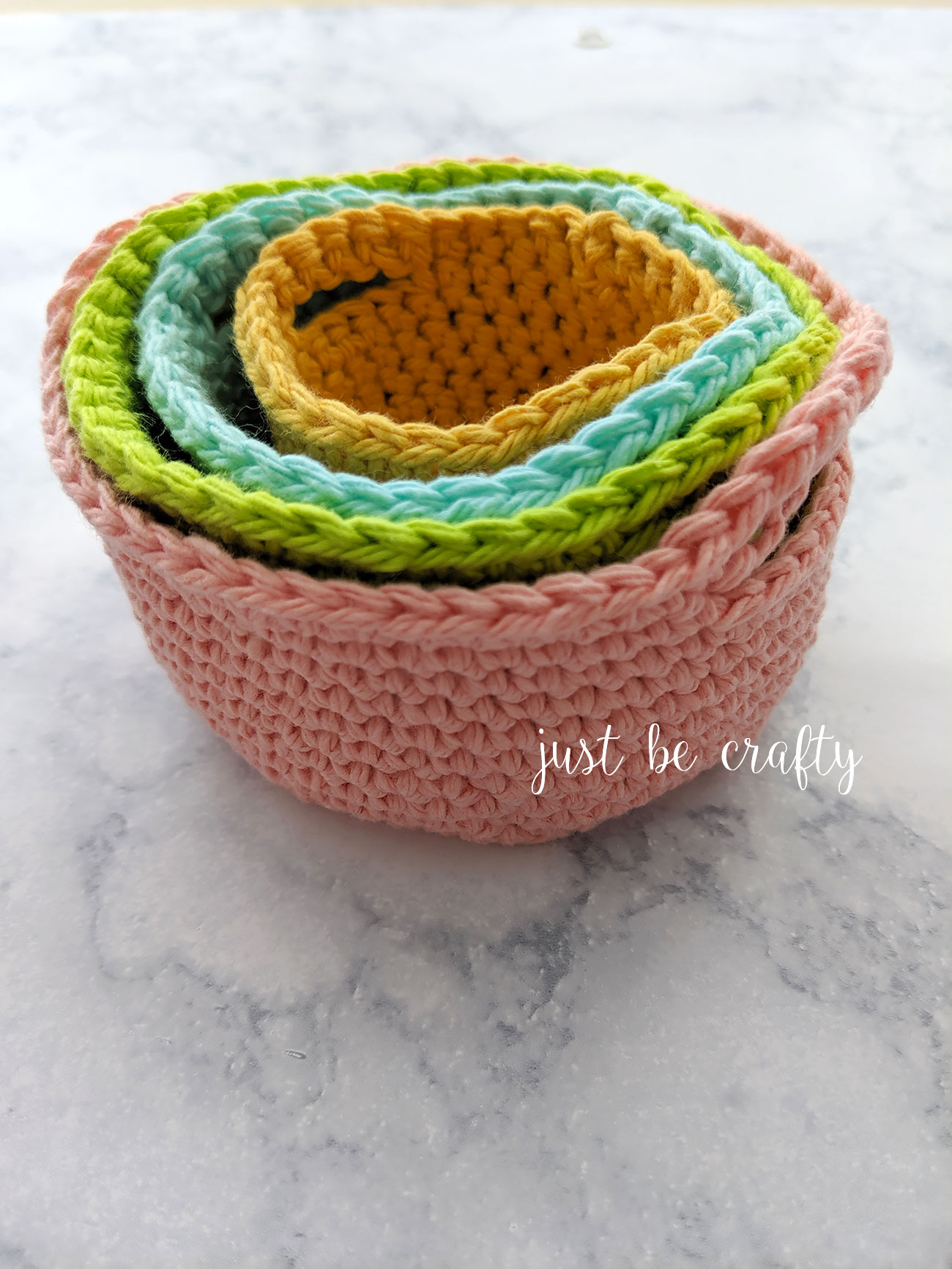 Crochet Nesting Mini Basket Set Tutorial Just Be Crafty