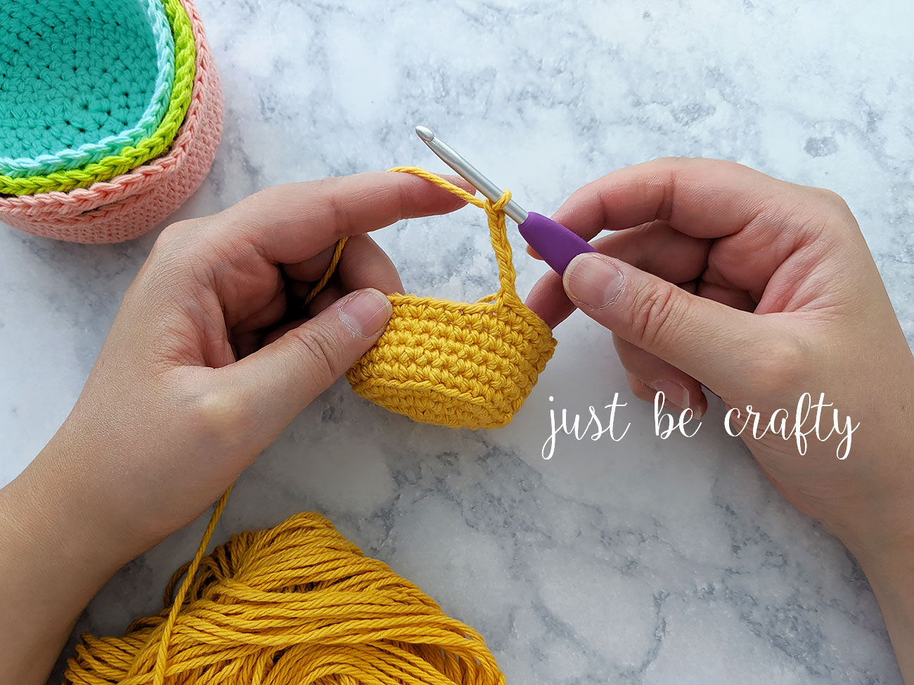 Crochet Nesting Mini Basket Tutorial Just Be Crafty
