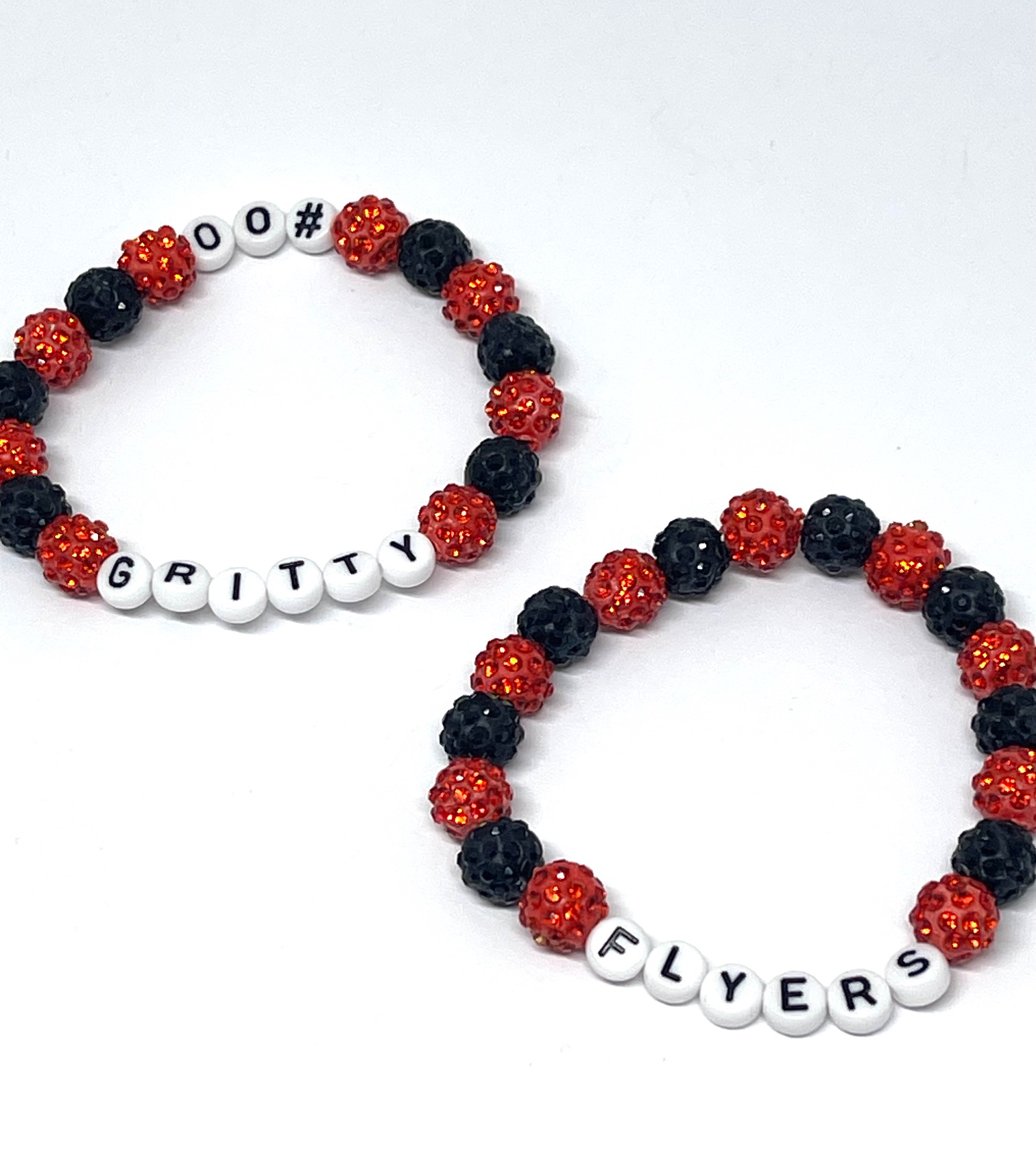 Flyers Beaded Bracelet with Bling / Philadelphia Flyers Orange, Black and White Crystal Inspired