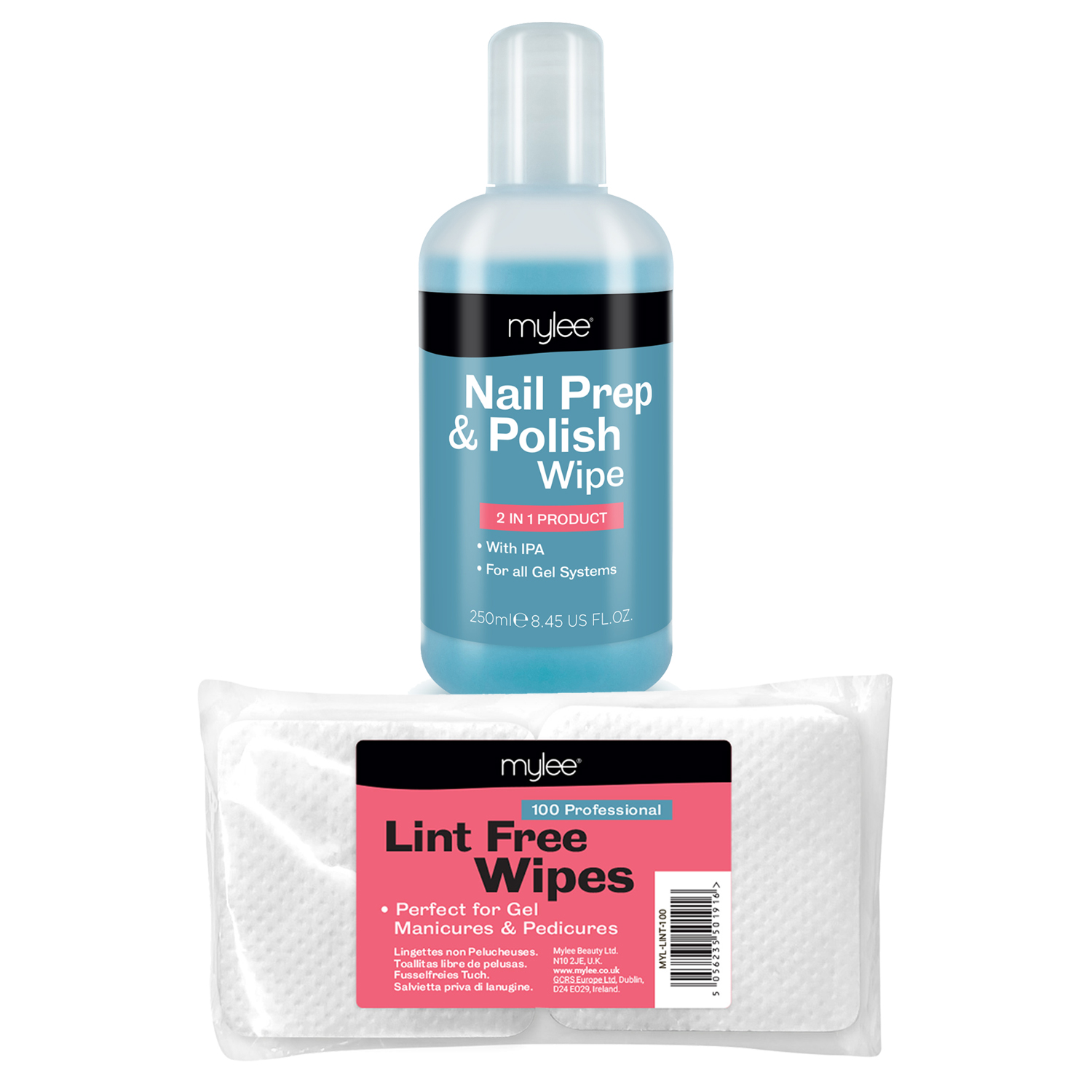 Mylee Kit Nail Prep & Wipe Gel Polish 200 Lint Free Wipes UV LED Soak