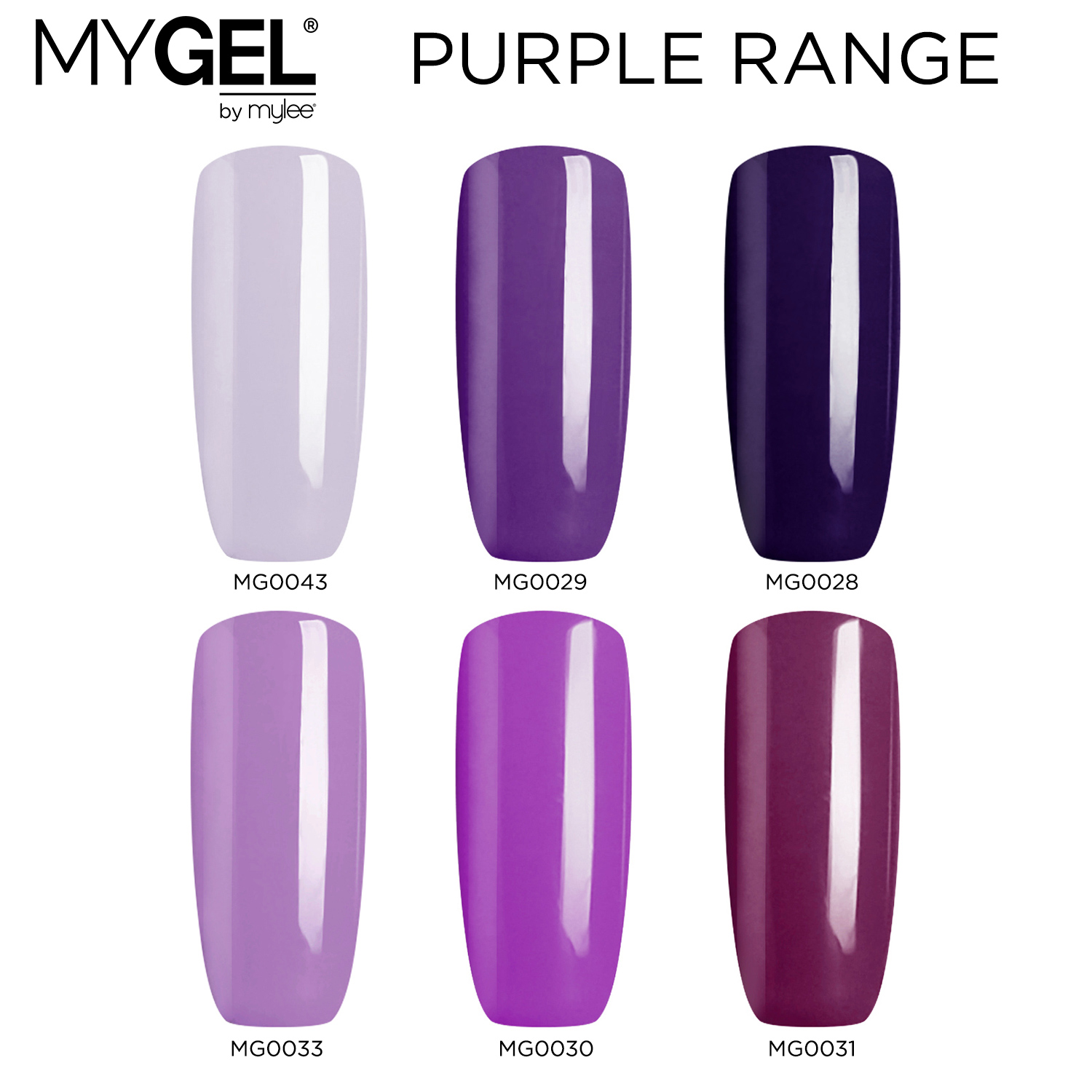Mylee MYGEL Purple Range UV LED SoakOff Gel Nail Polish Colour