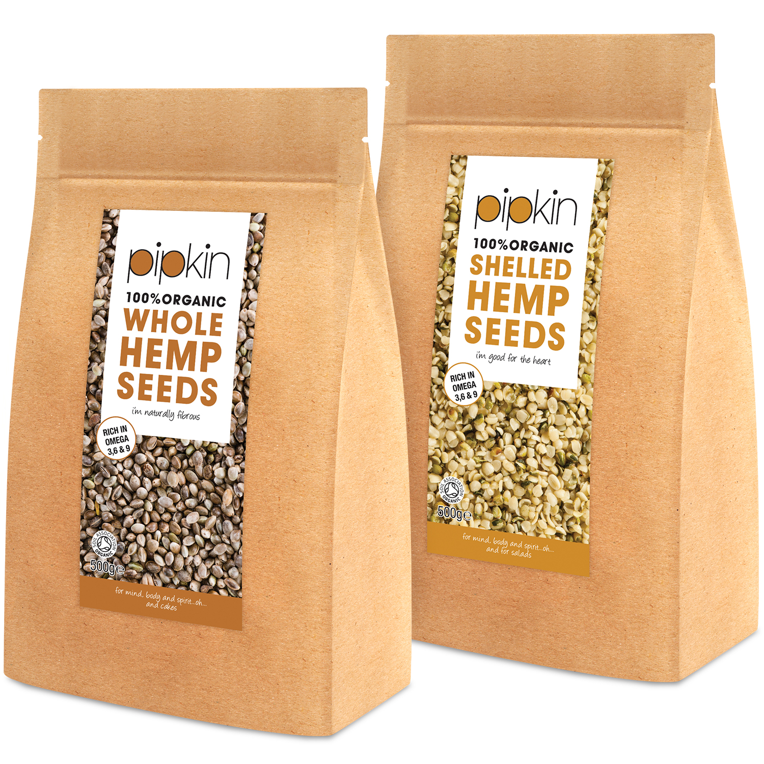 Pipkin Certified Organic Raw Shelled Whole Hemp Seeds Gluten Free