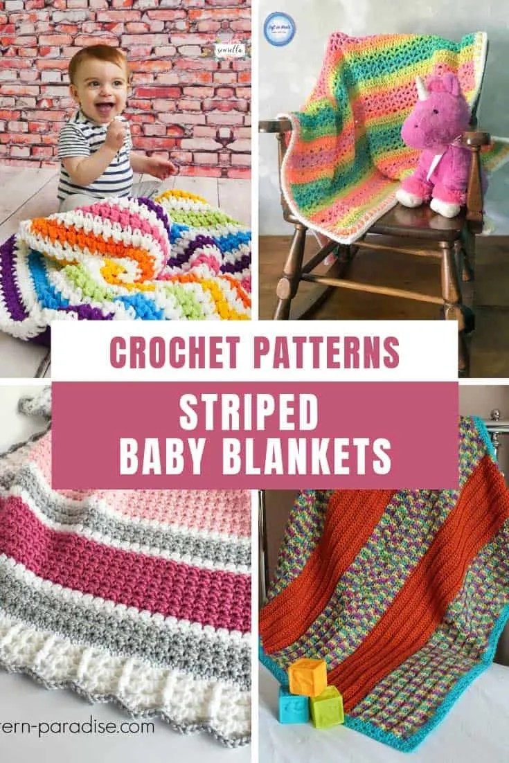 Stripe Crochet Baby Blanket Patterns {To add a pop of color!}