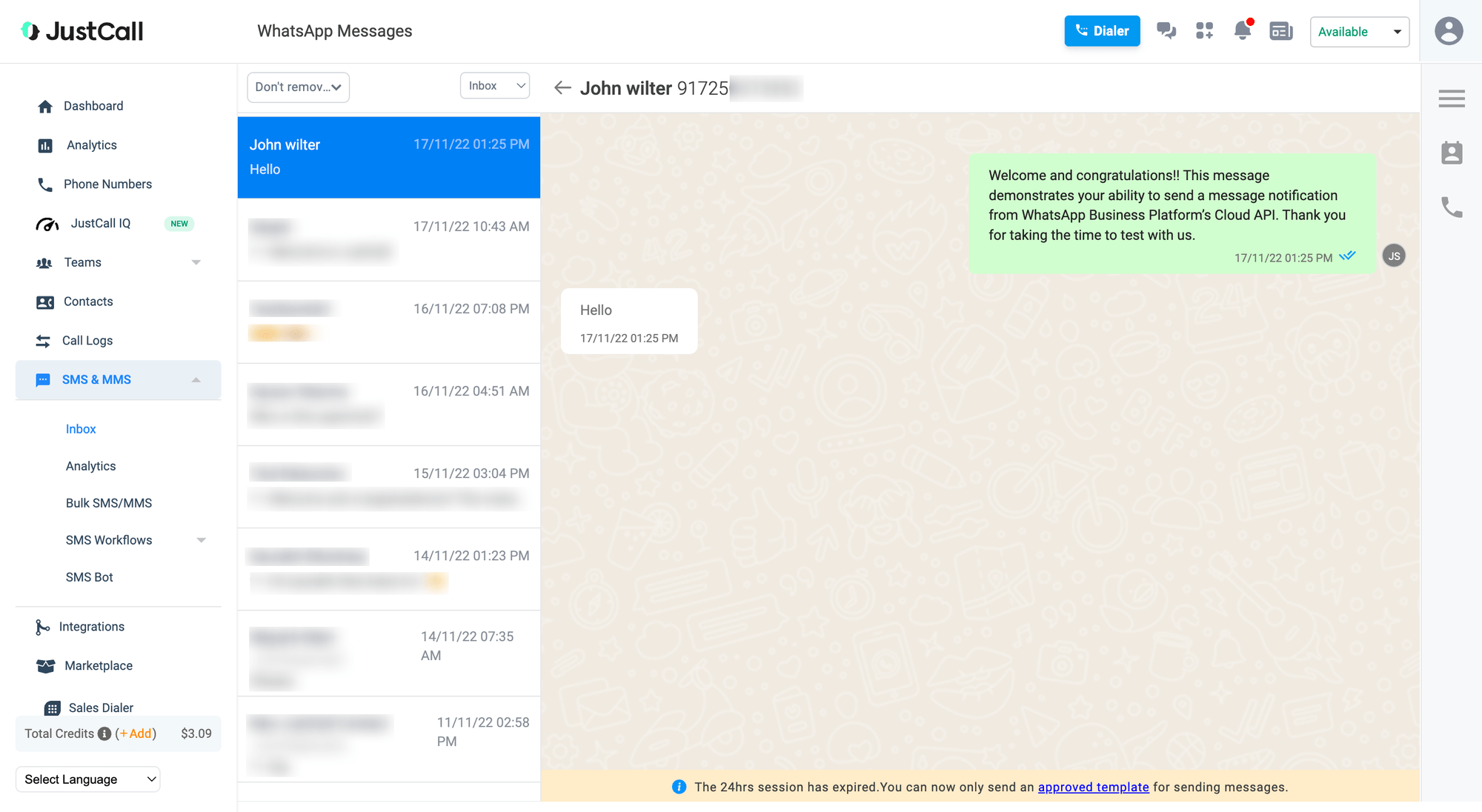 Elevate Your Customer Experience with JustCall's WhatsApp Inbox