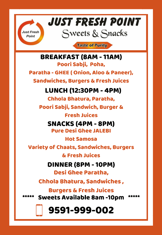 Menu Just Fresh Point