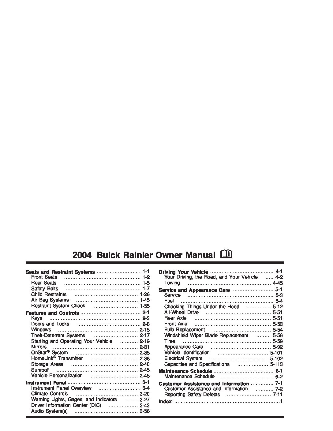 BUICK RAINIER 2004 Service Manual (452 Pages)