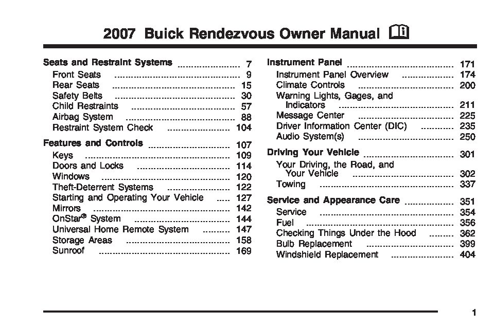 2004 Buick Rendezvous Owner's Manual eBay