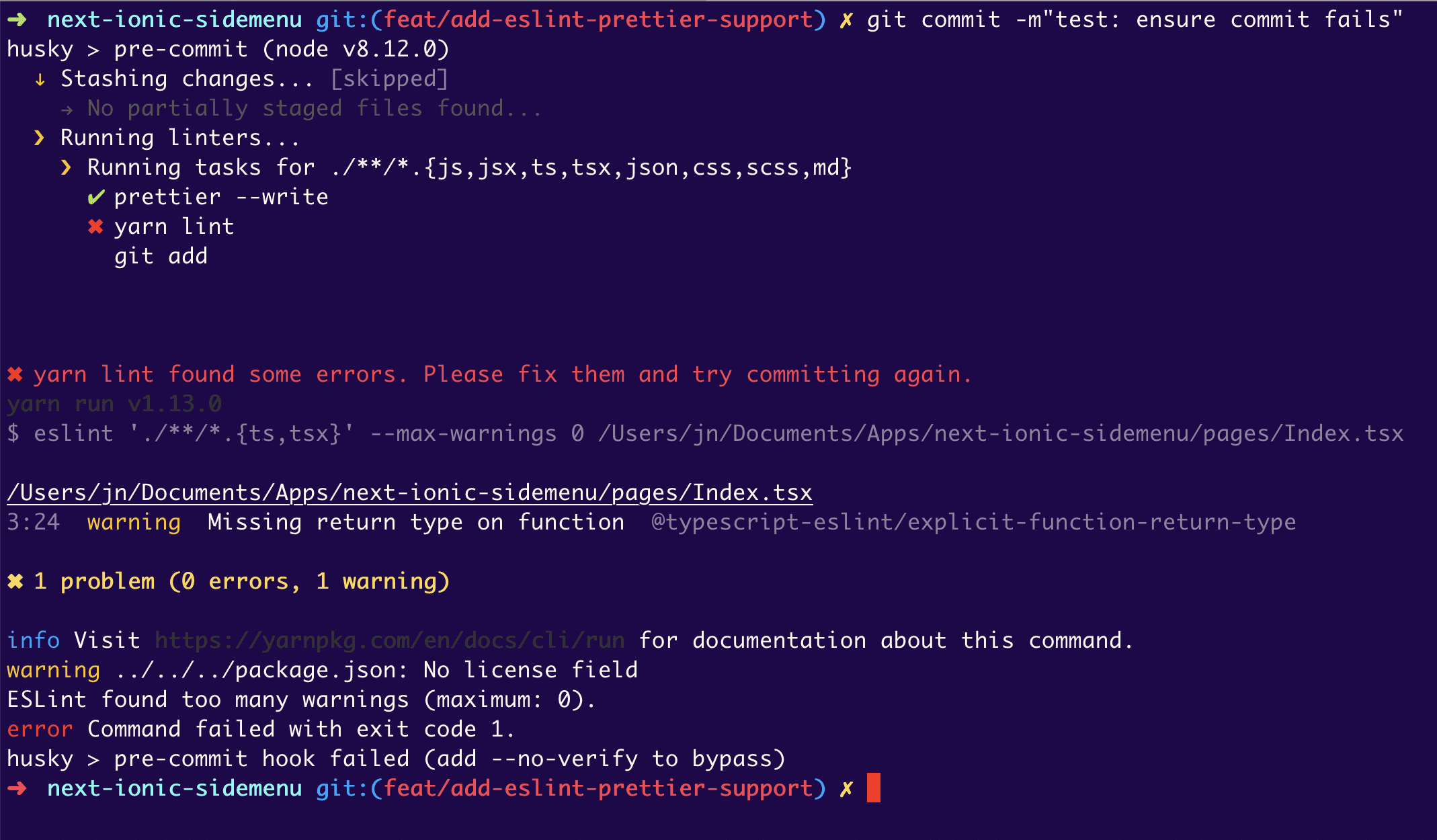 Hooks for Pretter and ESLint in TypeScript Projects