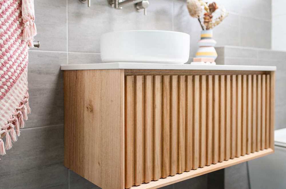 Timber Vanity With Groove Textured Panels Just In Place Sydney