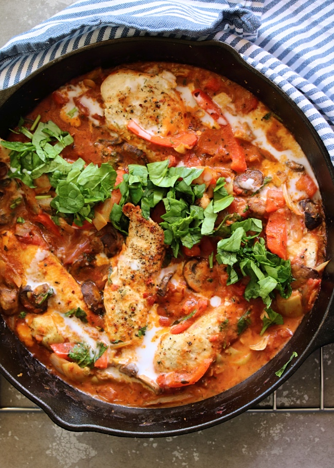 Creamy Chicken Cacciatore Skillet PALEO, Whole30 Just Jessie B