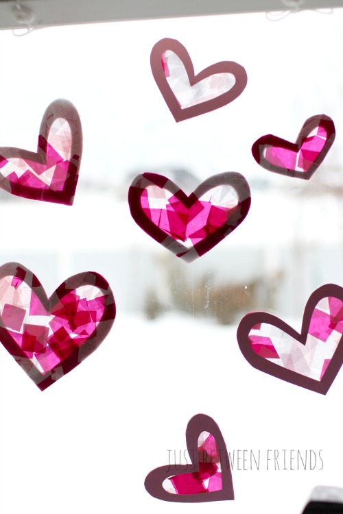 Tissue Paper Stained Glass Hearts Just Jonie