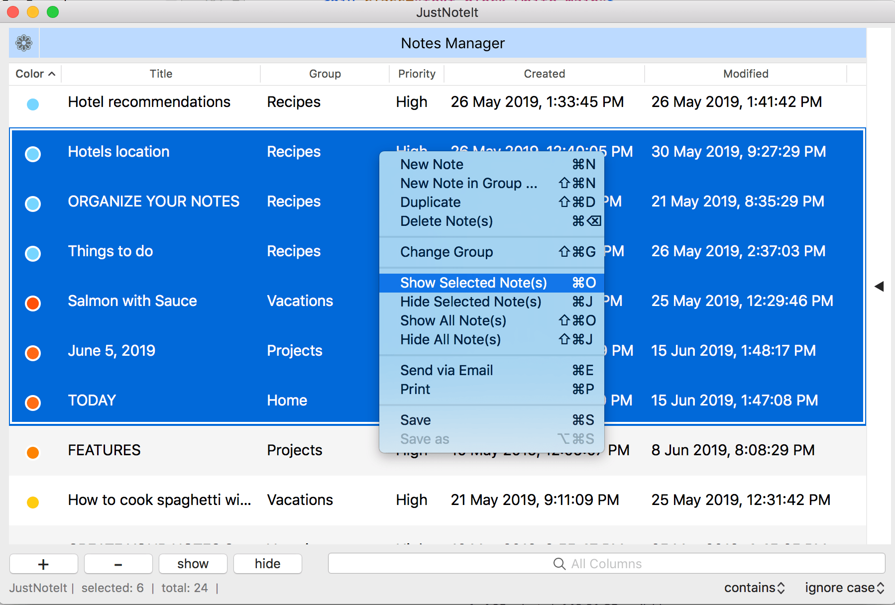 JustNoteIt > 2in1 Notes Manager for Mac
