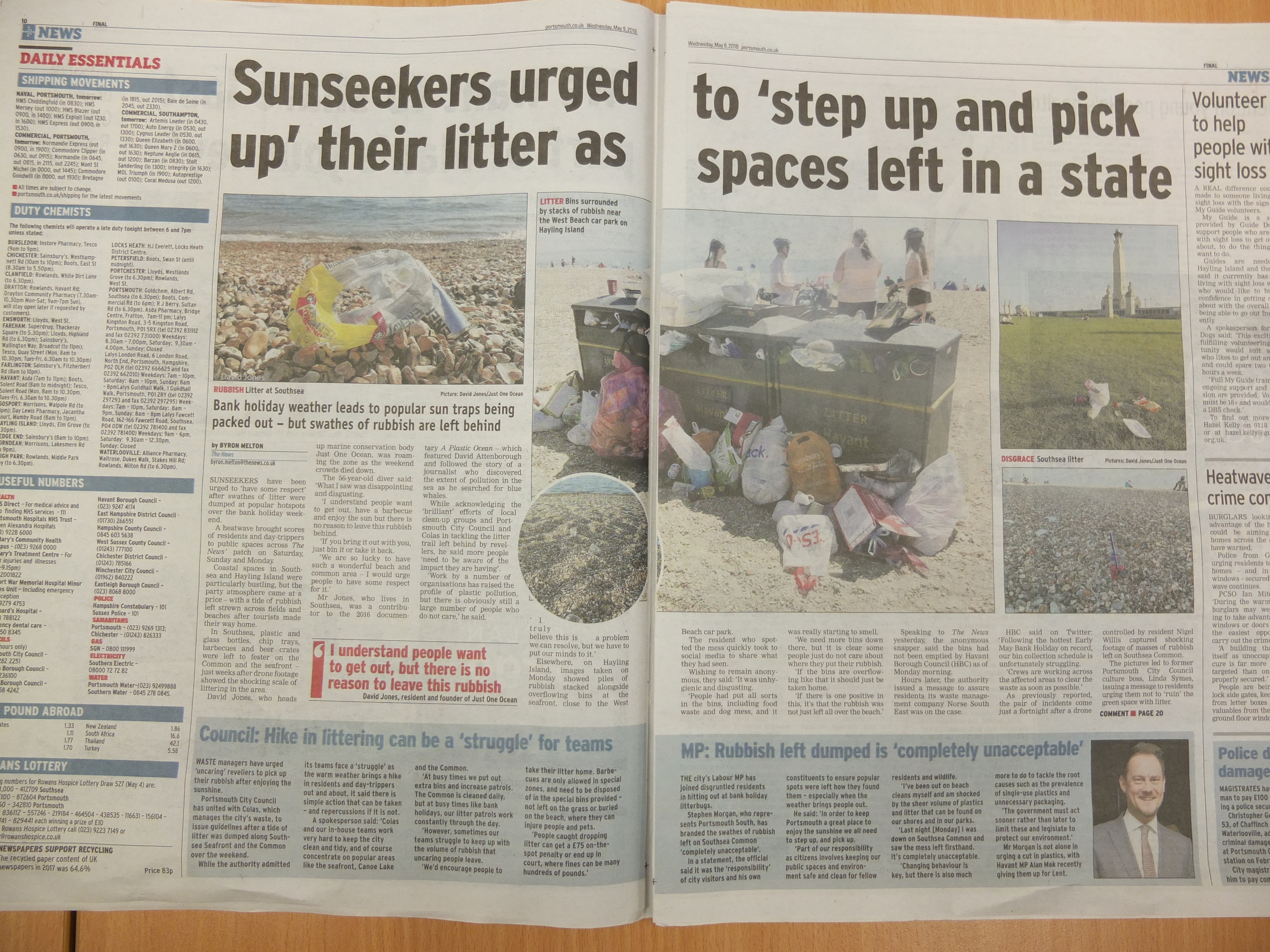 Hard hitting images cannot be ignored by local newspaper Just One Ocean