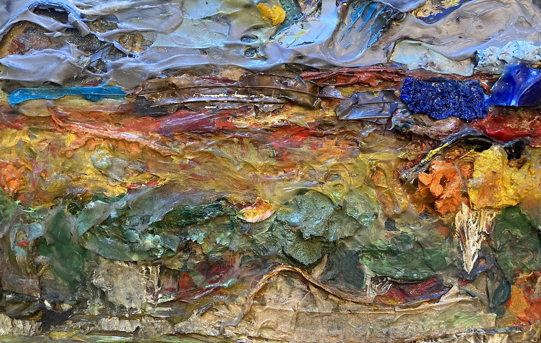 Abstract Acrylic With Metallic Pour Painting Art 20" x 16