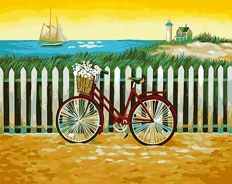 Paint by Numbers Kit Landscape Bicycle Just Paint by Number