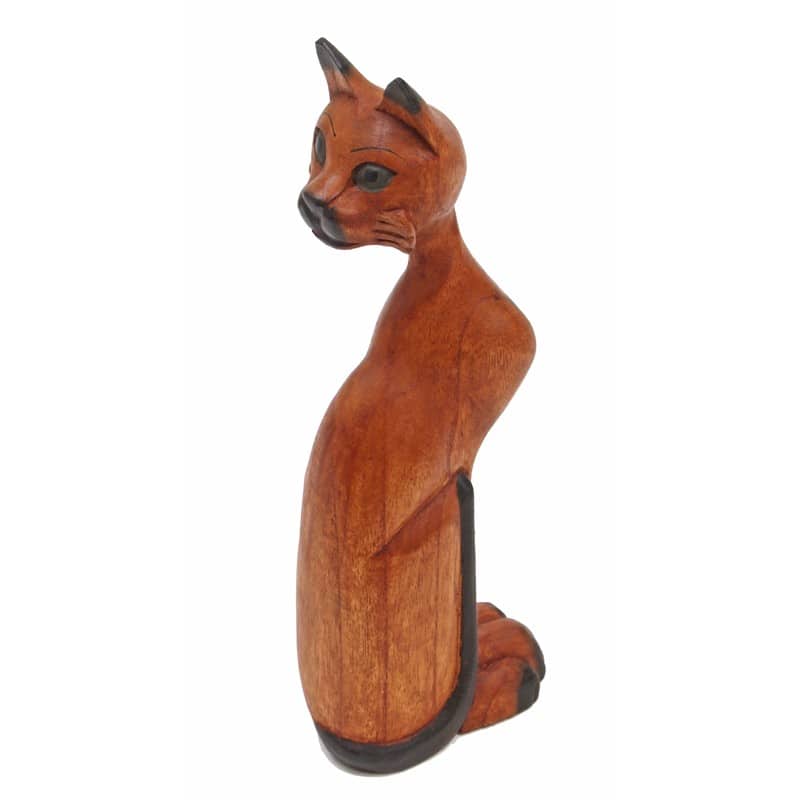 Cat Carving Wood Cat Sculpture 5th Wedding Anniversary Gift