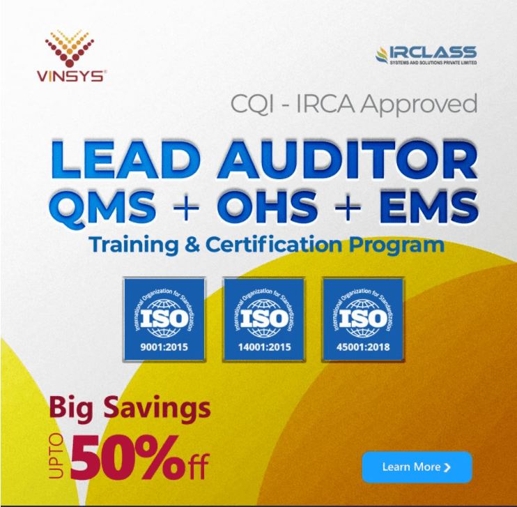 ISO Lead Auditor(QMS+OHS+EMS) Training Certification online course in