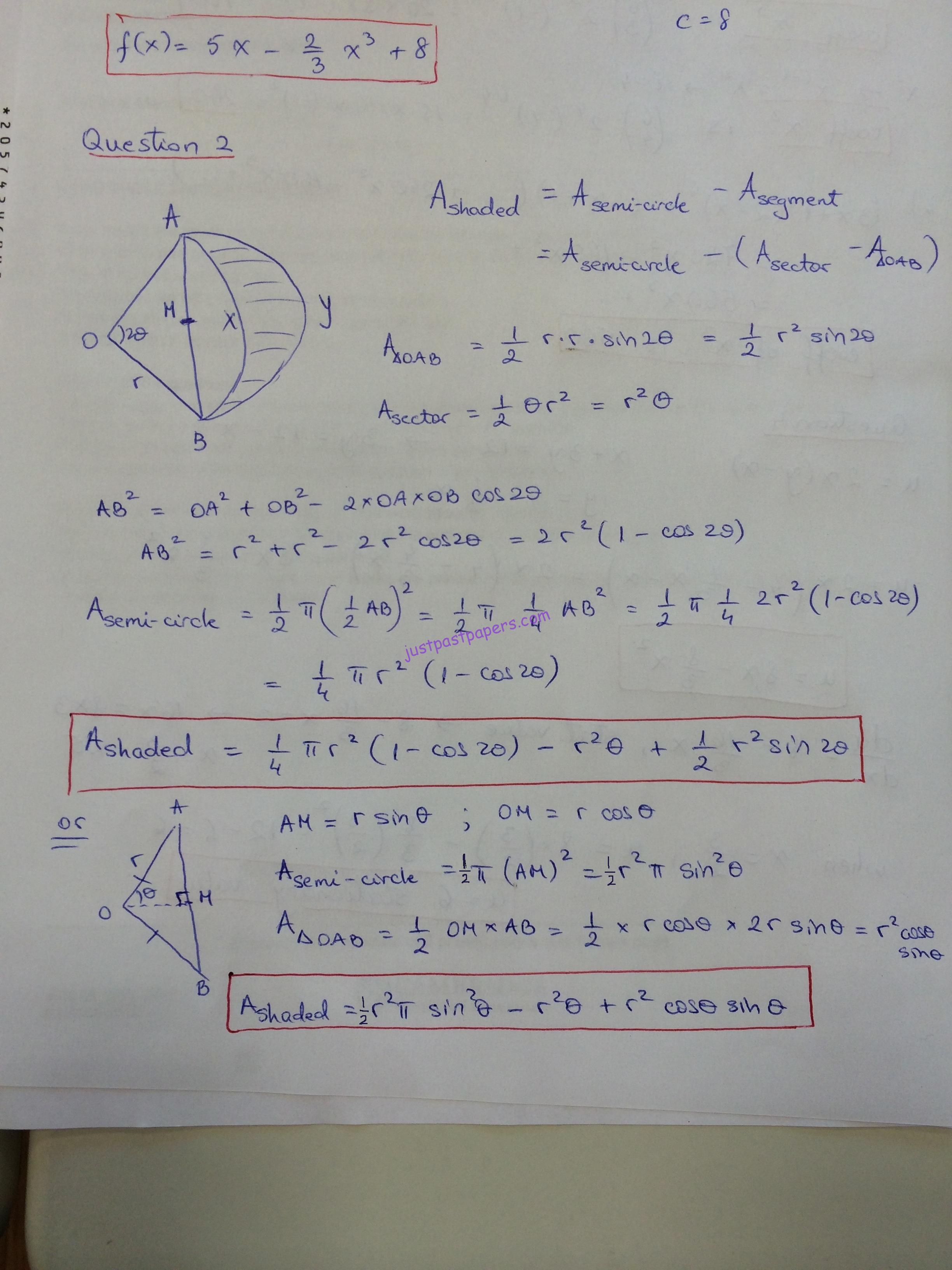 CIE 9709 Pure Mathematics Paper 12, May/June 2015 Answers