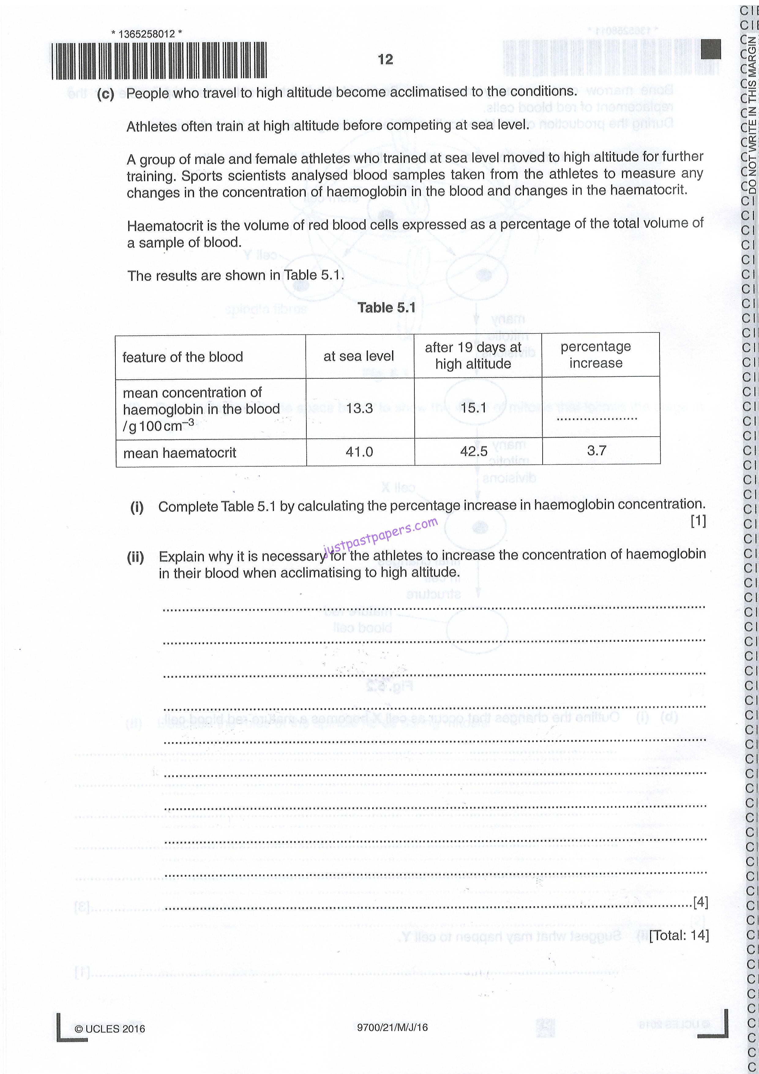 CIE 9700 Biology, AS Level, Paper 2, May/June 2016 Question Paper