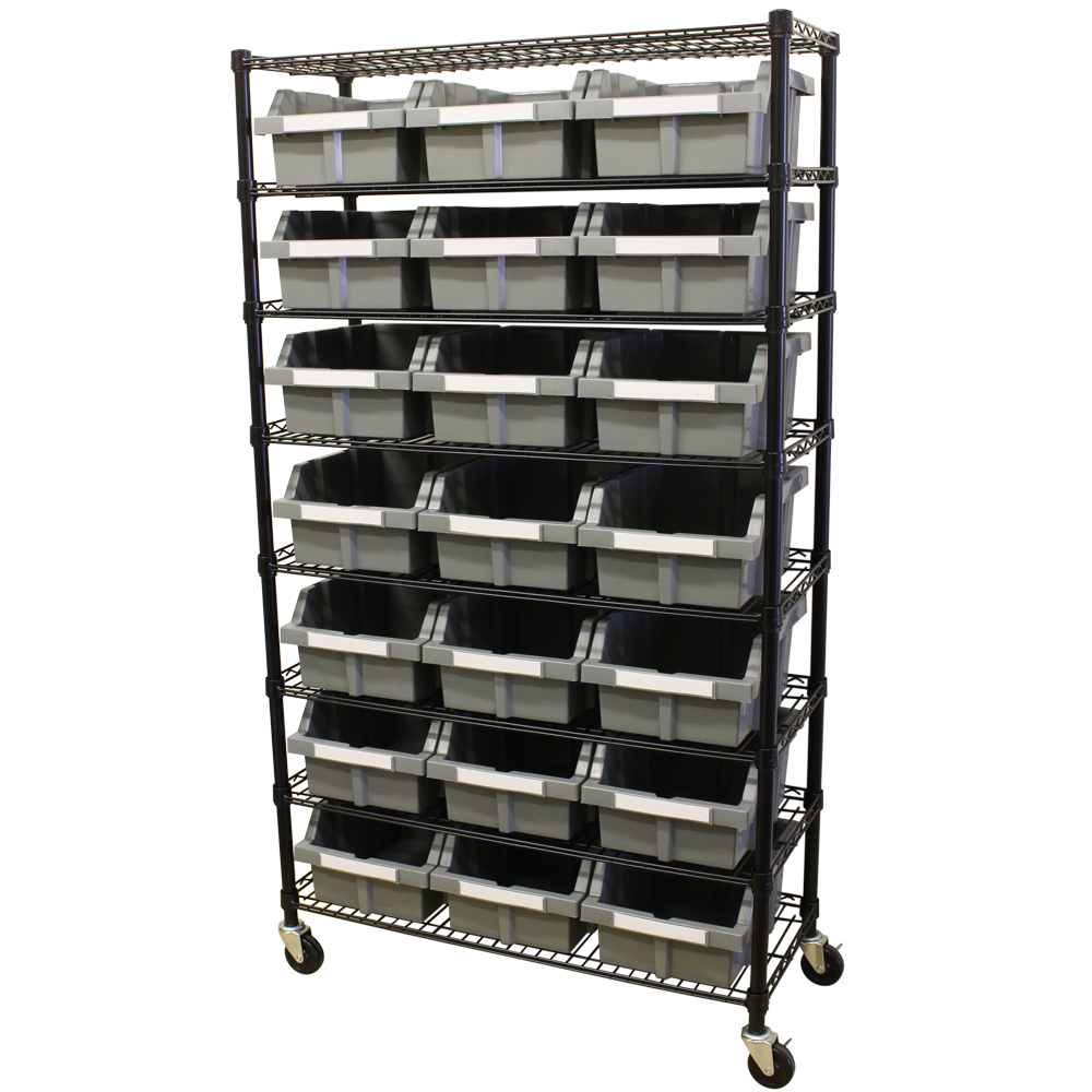 Maxim HD Commercial Bin Rack System with 8 Shelves