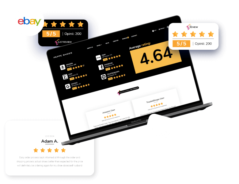 Embed Ebay Reviews Widget on site JustReview.co