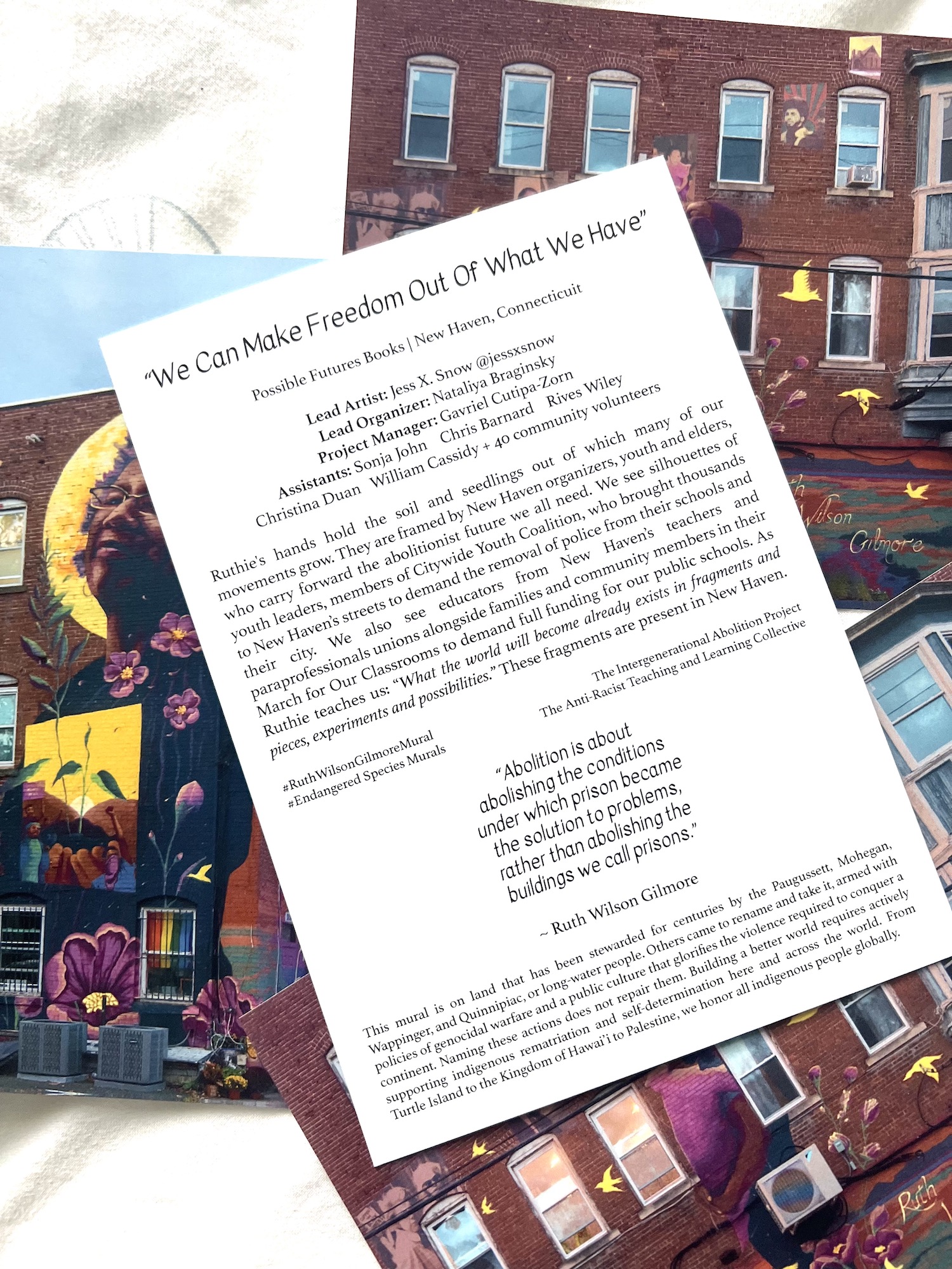 Justseeds Ruth Wilson Gilmore Mural Postcards