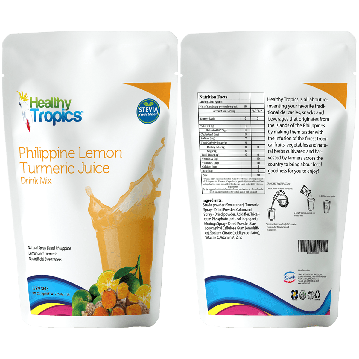 Healthy Tropics Philippine Lemon (Calamansi) Turmeric Juice Drink Mix
