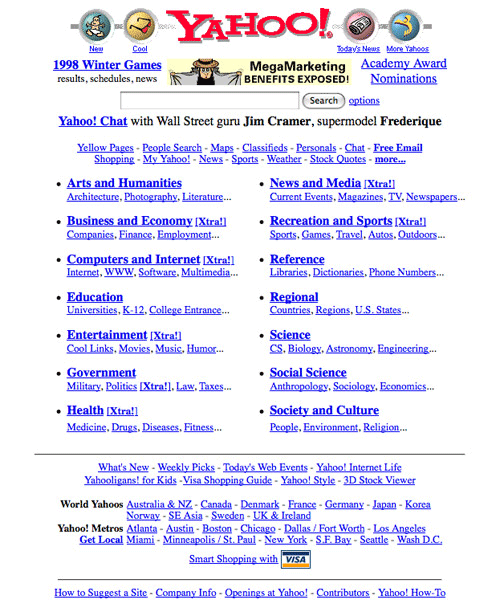 10 famous websites and how they looked like in 1998