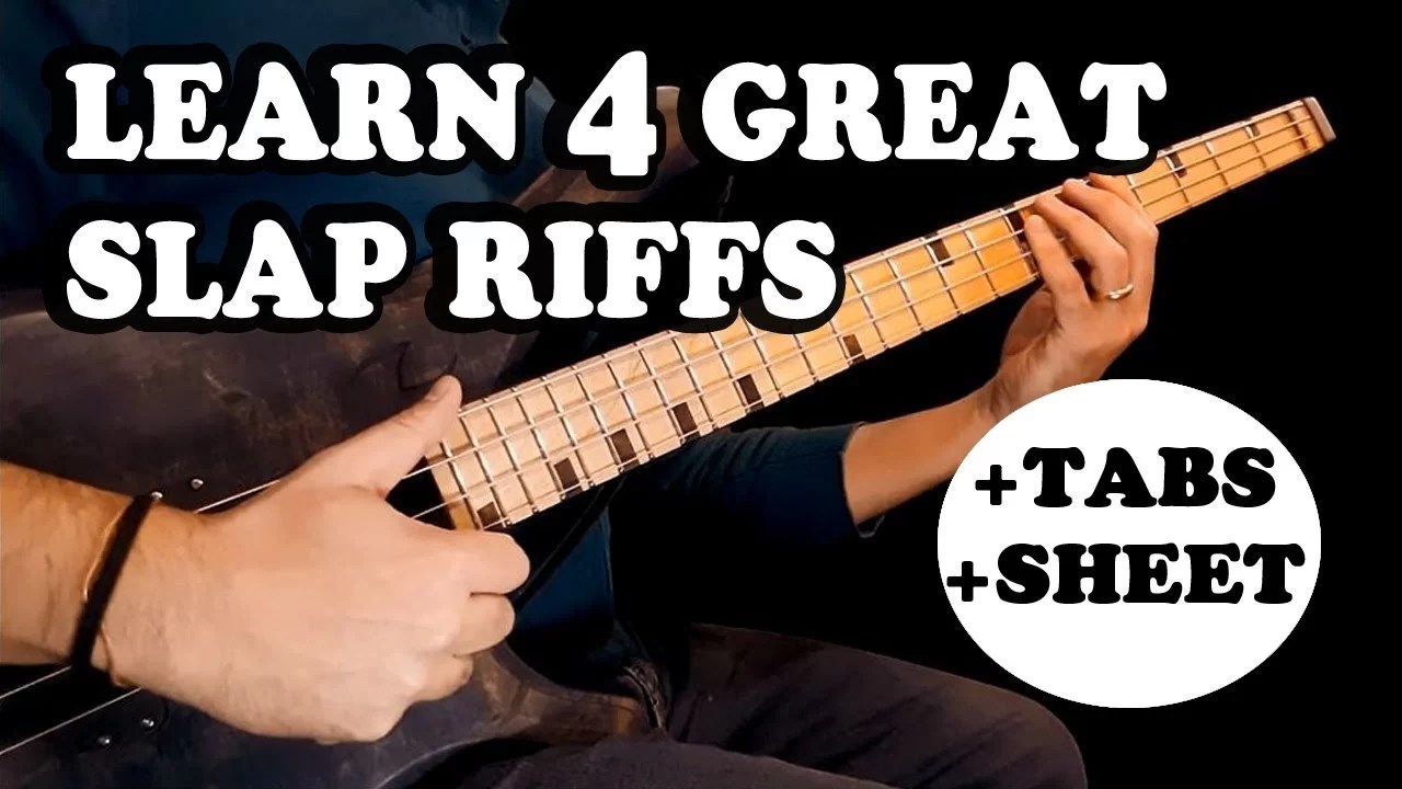 SLAP BASS 4 Easy Riffs ( Beginner & Intermediate) BASS LESSON with