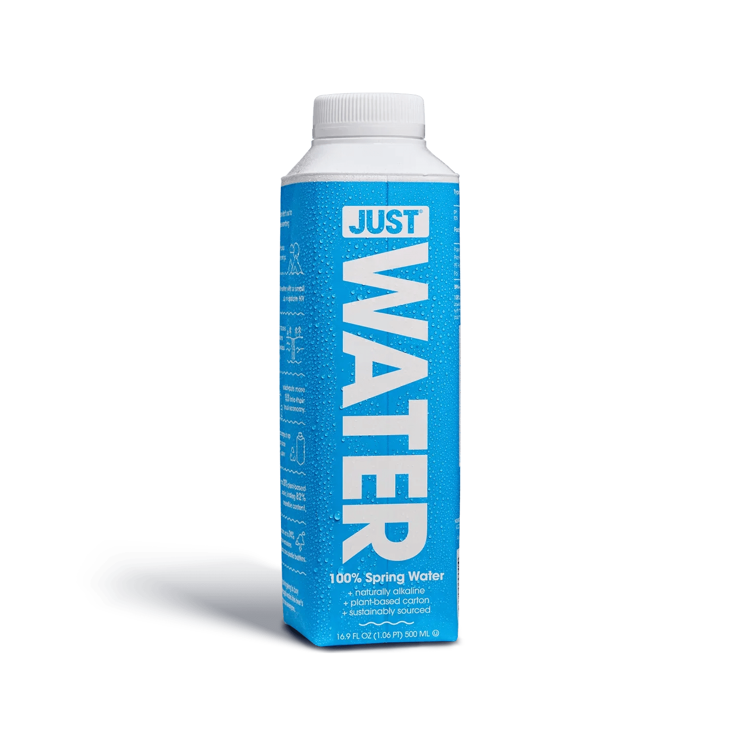 JUST Water, Bottled Alkaline 100 Spring Water, Carton 24 Pack (16.9 fl oz) JUST WATER