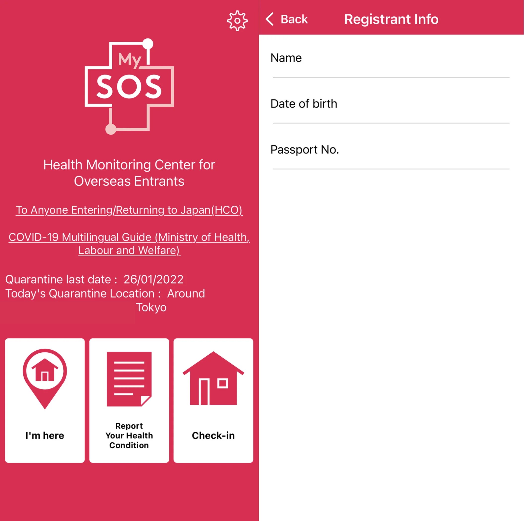 How to use the MySOS Application for Entering/Returning to Japan