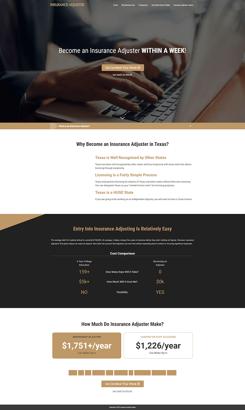 Insurance Adjuster J Texas  Development Services