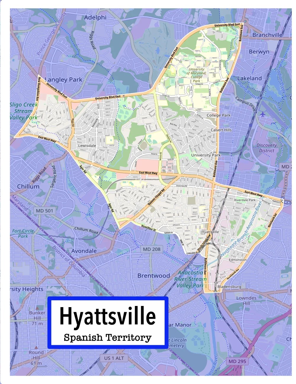 Hyattsville Maryland Spanish Territory JW MapMaker