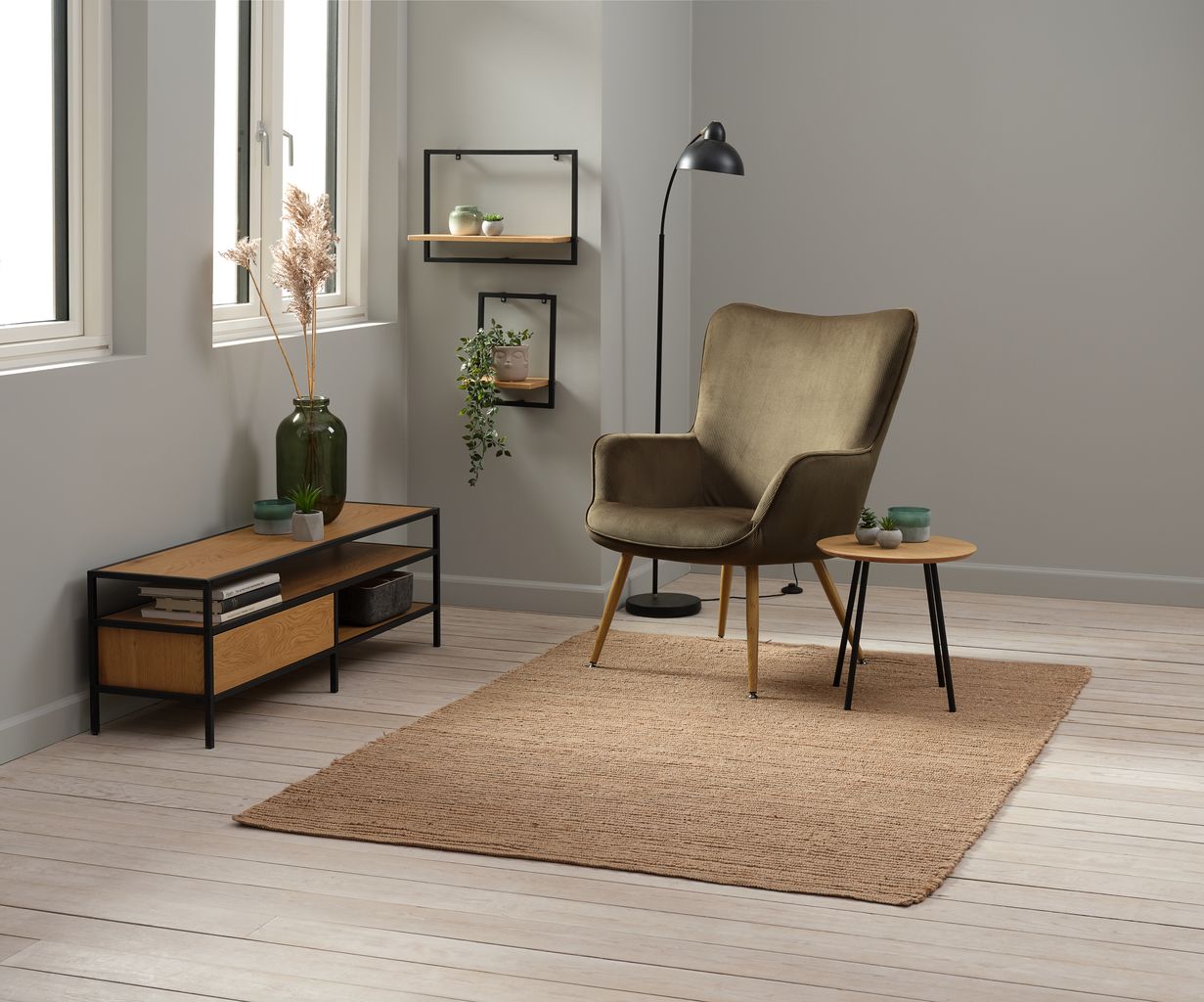 Armchair HUNDESTED corduroy green JYSK