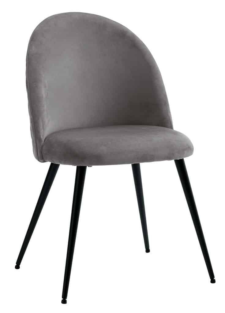 Dining chair KOKKEDAL velvet grey/black JYSK