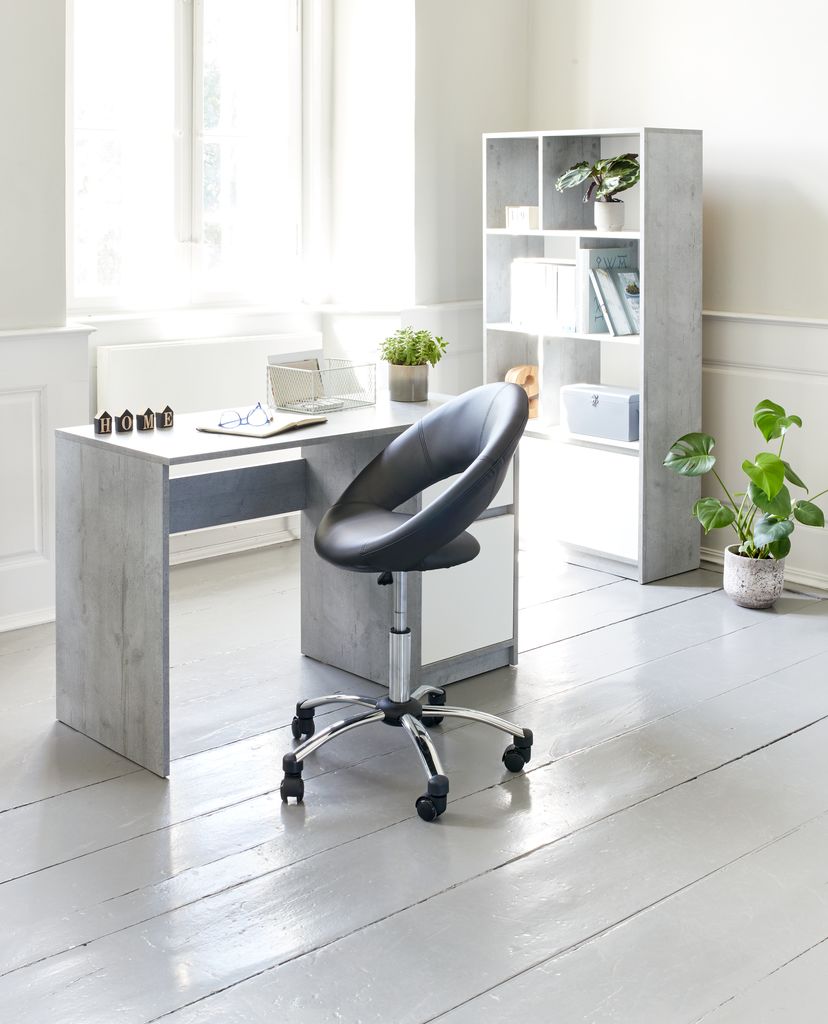 Bookcase BILLUND white/concrete JYSK