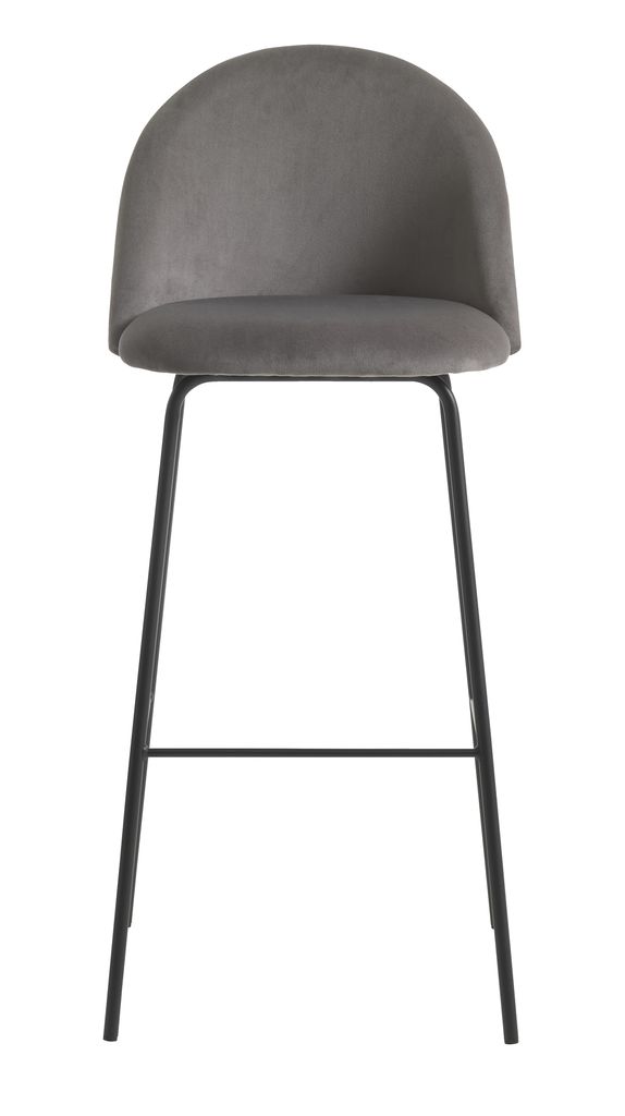 Bar stool GRINDSTED velvet grey/black JYSK