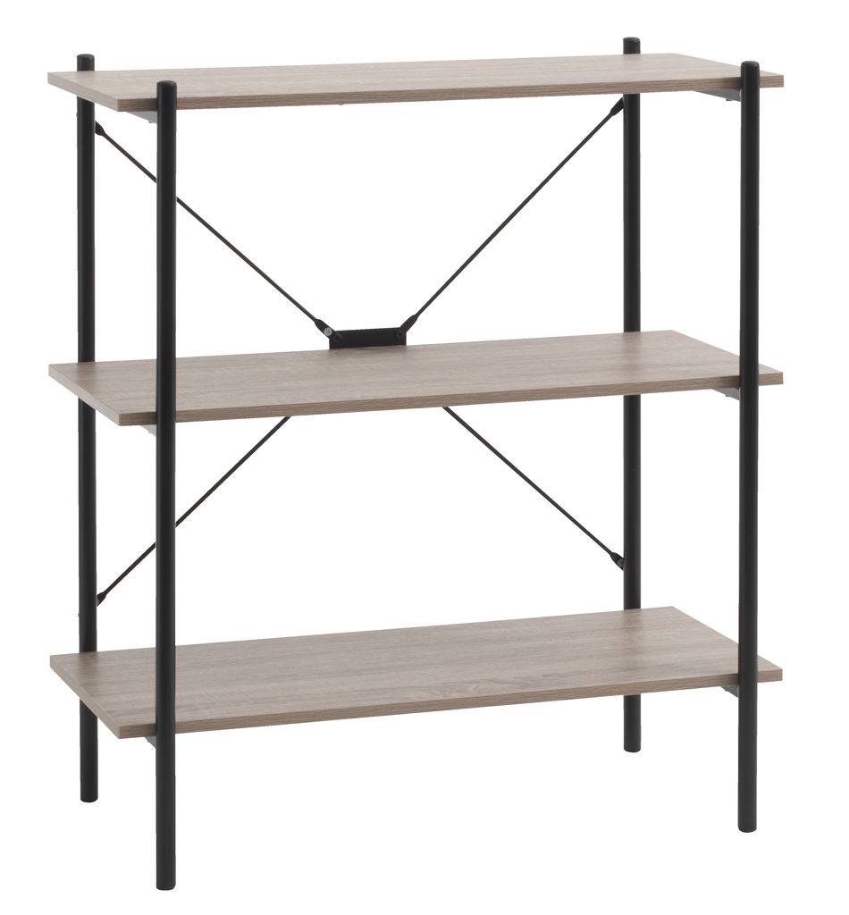 Shelving unit 3shel. oak/black JYSK