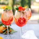 aperol spritz outside in a glass