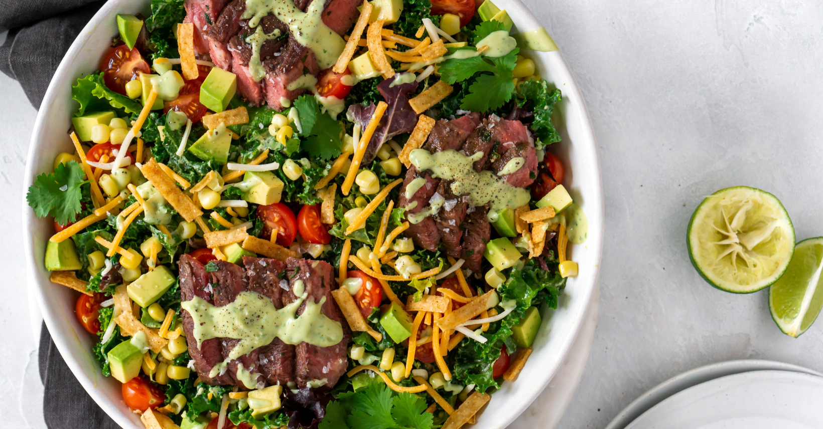 TexMex Flank Steak Salad With Avocado Lime Dressing JZ Eats
