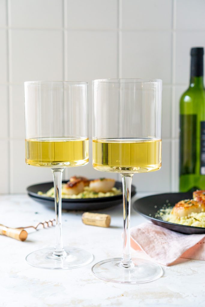 two glasses of white wine