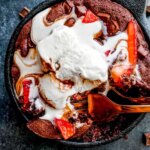 brownie skillet with strawberries