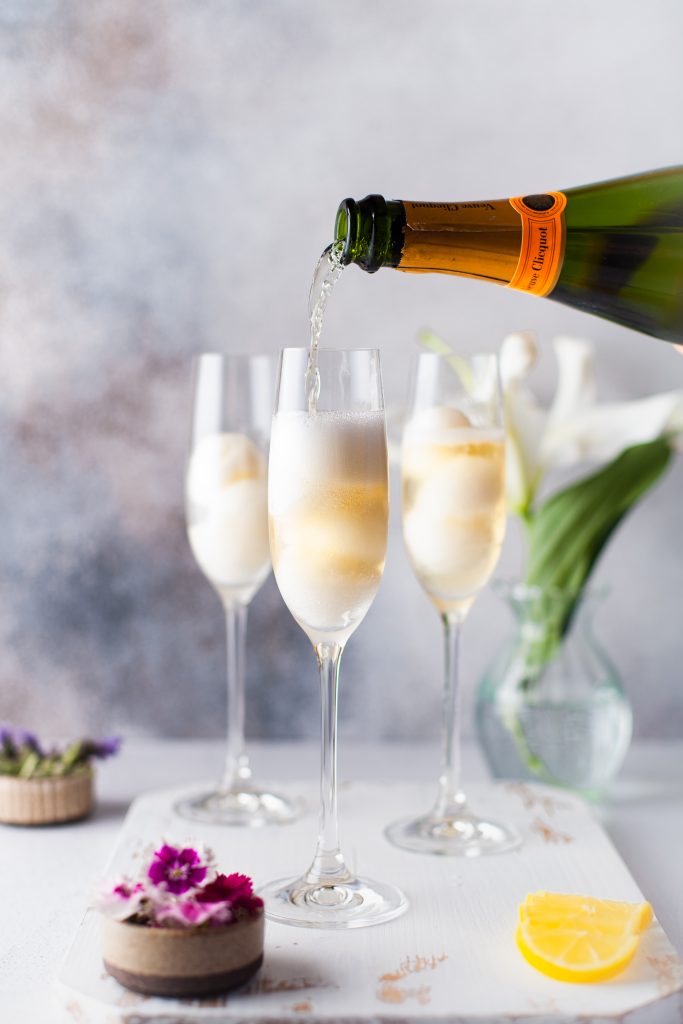 Peach Sorbet Champagne Cocktails (only 3 ingredients!)