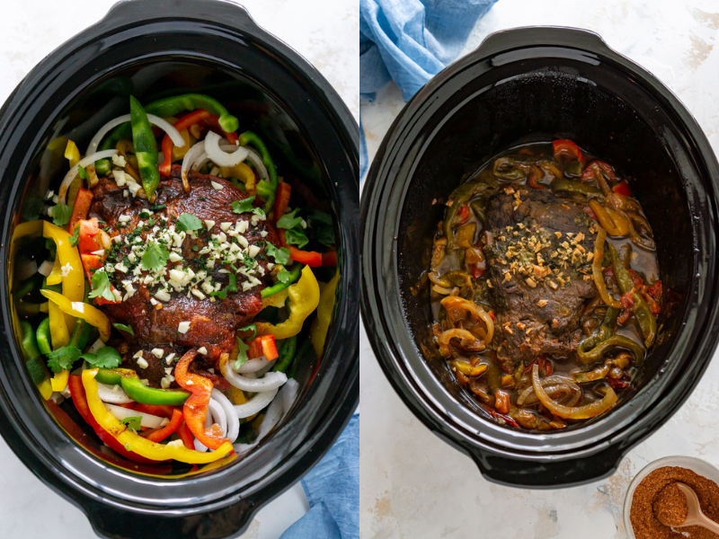steak fajitas in slow cooker