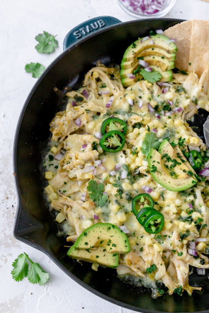 skillet enchiladas in a cast iron pan
