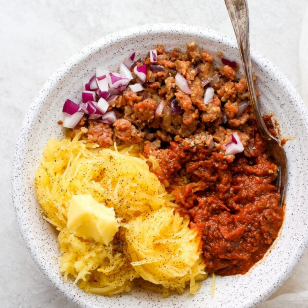 sausage spaghetti squash bowl