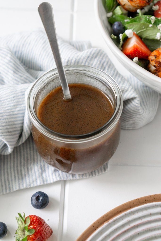 balsamic dressing in a glass jar